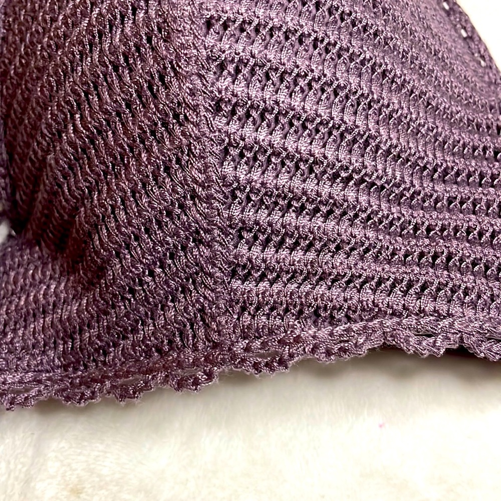Shade & Shore Crochet Plum Bikini Halter Top Size 34C - Picture 7 of 7